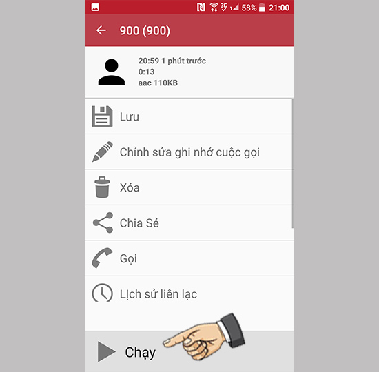 Nge lại cuộc gọi ghi âm